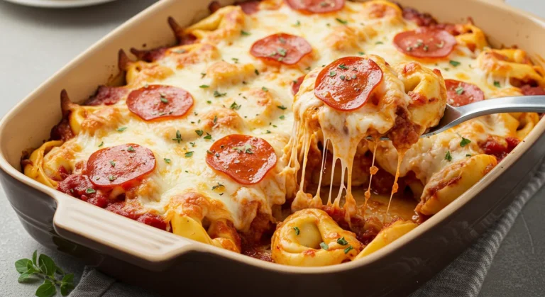 Cheese Tortellini Pepperoni Pizza Casserole for Easy Weeknight Dinners