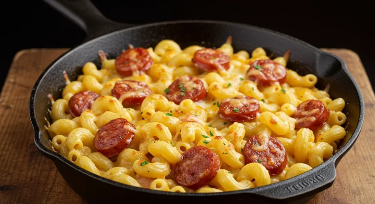 One-Skillet Smoky Cajun Sausage Mac and Cheese Recipe