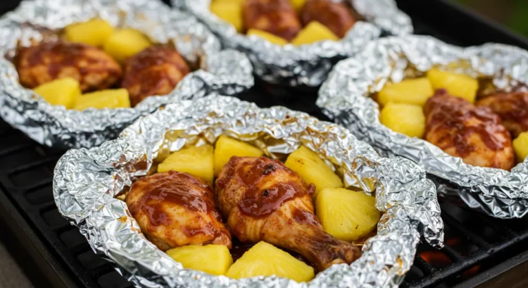 Grilled Hawaiian BBQ Chicken and Pineapple Foil Packets Recipe