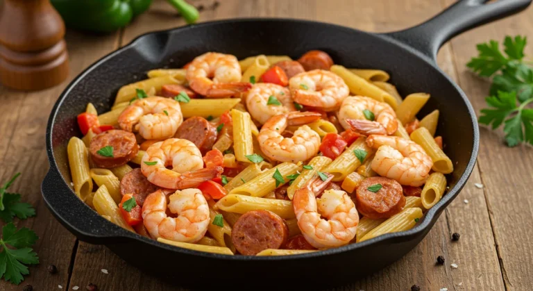 Cajun Ranch Shrimp and Sausage Pasta Skillet Recipe