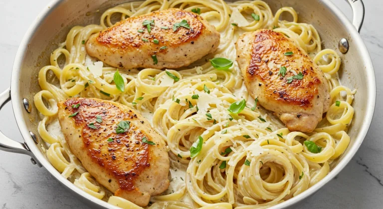 Garlic Butter Chicken with Creamy Ricotta Alfredo Pasta Recipe