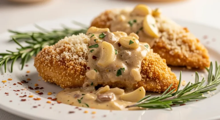Parmesan Crusted Chicken with Creamy Garlic Sauce Recipe